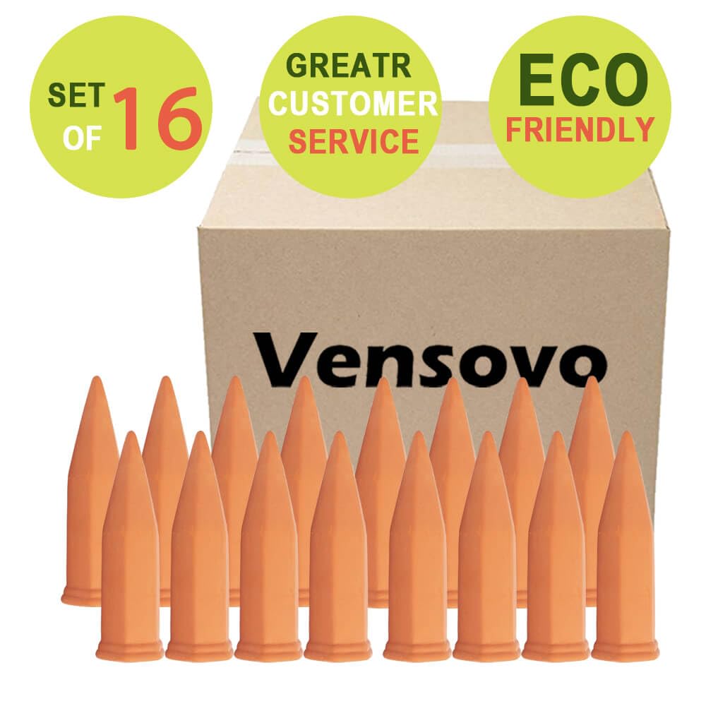 vensovo Terracotta Self Watering Spikes - 16 Pcs Potted Plant Watering Devices Vacation Self-Watering Stakes for Outdoor, Indoor Plants, Wine Bottle