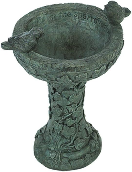 Solid Rock Stoneworks Eye on Sparrow Decorative Stone Birdbath 15in Tall Indigo Color