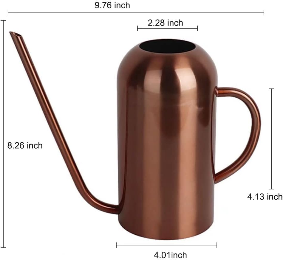 Watering Can Indoor Plants, 50 oz/1500 ml Metal Stainless Steel Watering Can Pot with Long Spout for Indoor House Plants Bonsai Outdoor Garden Flower Decorative(Copper) (Copper)