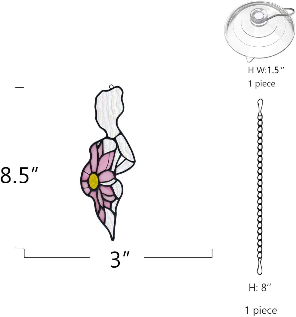 Pregnant Mother Decor Stained Glass Suncatcher for Window,Pregnant Mother Gifts for Mom Expecting Mothers on Mother's Day,Stained Glass Sunflower Gifts for Women Wife Maternity Giftss