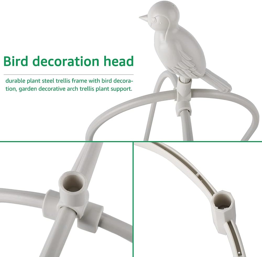 6ft Garden Obelisk Trellis for Climbing Plants-Rustproof Metal Pipe with Heavy Duty Plastic Coated, Garden Outdoor Indoor Potted Plant Support for Clematis Vine Jasmine Support (White)