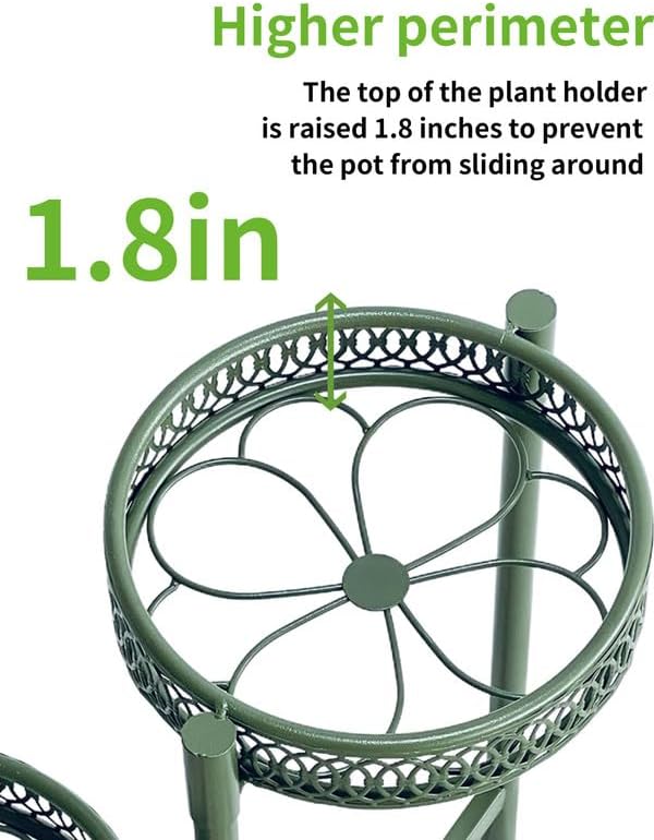 5-Tier Metal Plant Stand Indoor Outdoor, Corner Tall Plant Shelf for Multiple Plants, Foldable Plant Stand, Heavy Duty Flower Stand Holder for House Living Room Balcony Garden Patio -GreenFlower