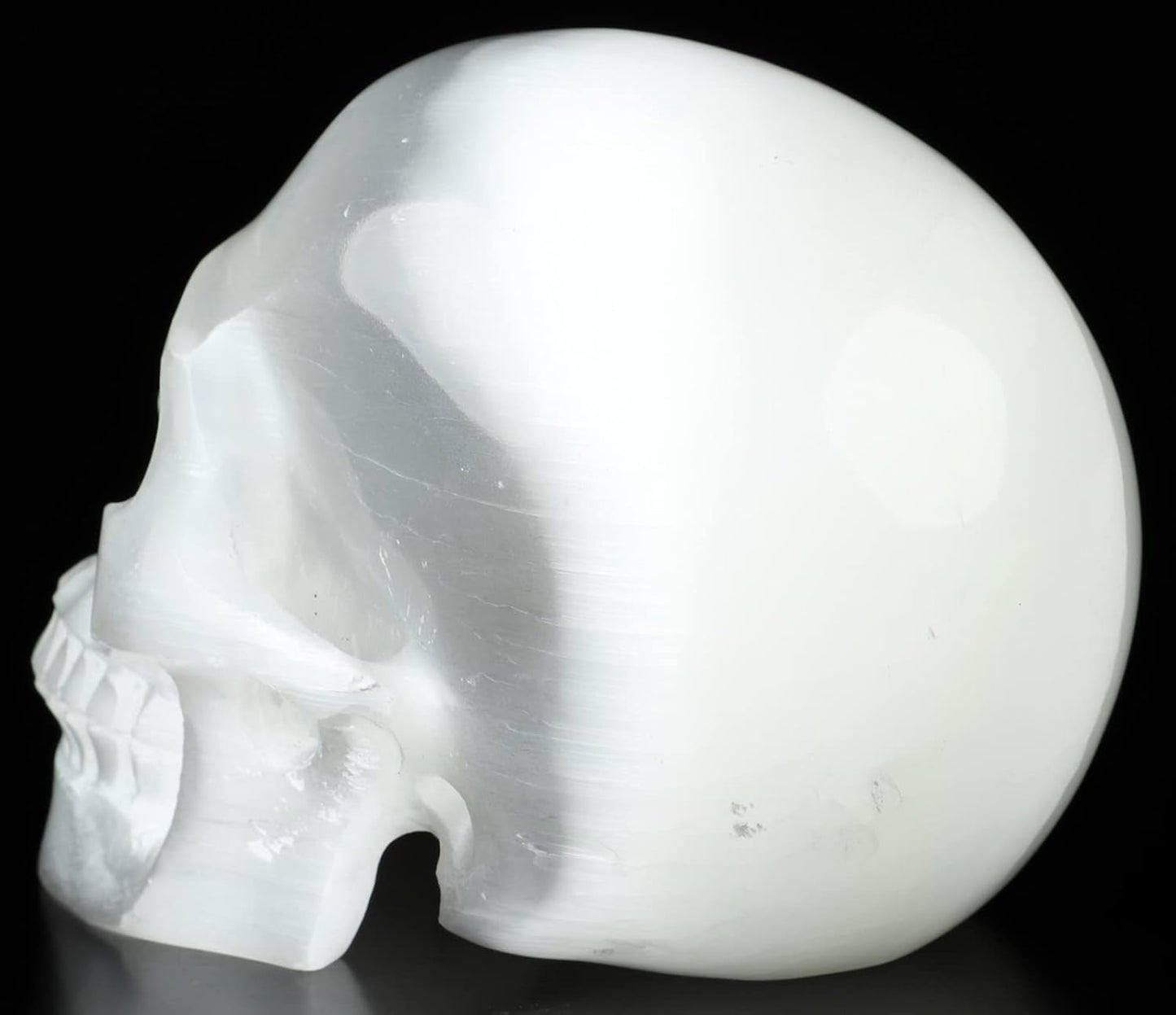 Skullis 5.0" Selenite Hand Carved Crystal Skull, Super Realistic, Crystal Healing, Hand Carved Gemstone Fine Art Sculpture, Reiki Healing Stone Statue.2021 Z8