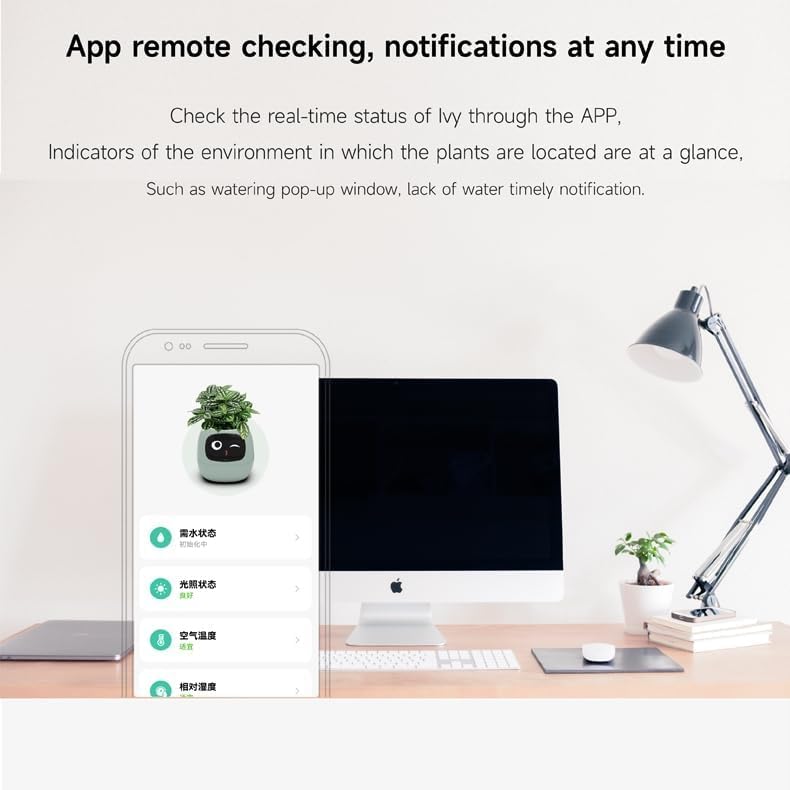 Smart Flowerpots,Smart Pet Planter,Ai Planter,Intelligent Flowerpots,Multiple Expressions,7 Smart Sensors, and Ai Chips Make Raising Plants Easy and Fun for Living Room,Plant-Free(Green)