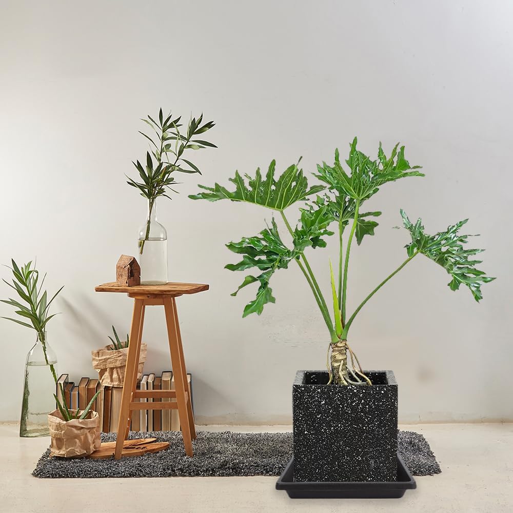 4 Pack Square Plant Saucer 18 Inch, Extra-Deep Large Saucers for Potted Plants, Plastic Plant Trays for Indoors No Holes, Plant Water Catcher Tray, Flower Pot Drip Trays Plant Plate