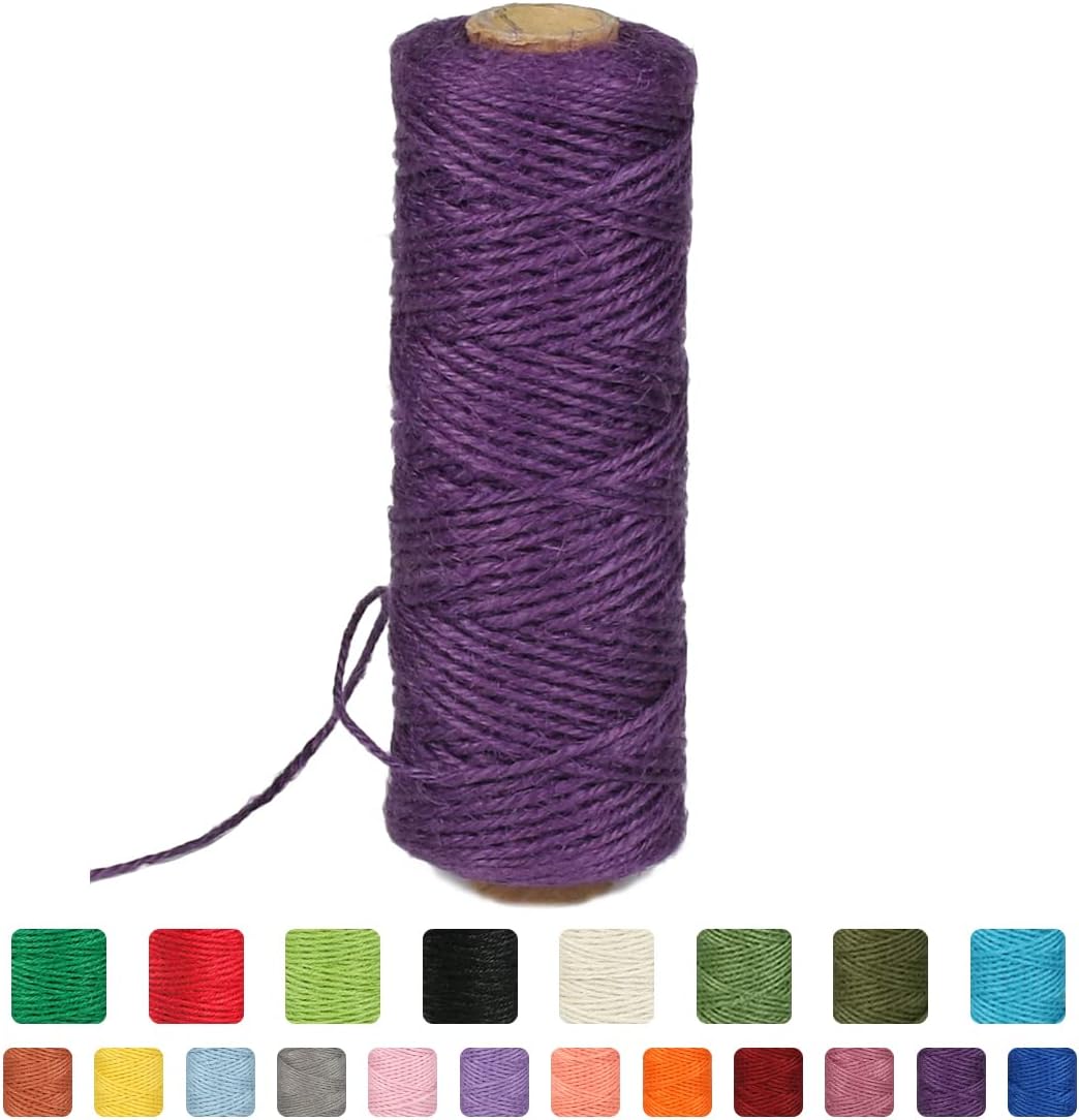 2mm 328ft Colored Natural Jute Twine String for Gift Wrapping Craft Baker Plant Christmas Ribbon Twine Handmade Arts Decoration Thin Packing String Home Decor