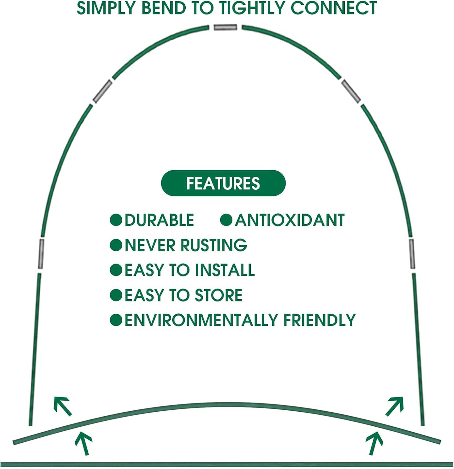 72pcs Garden Hoops for Raised Bed, 12 Sets of 8FT Long Greenhouse Hoops Grow Tunnel, Rust-Free Fiberglass Support Hoops Frame for Netting, DIY Plant Support Garden Stakes for Row Cover