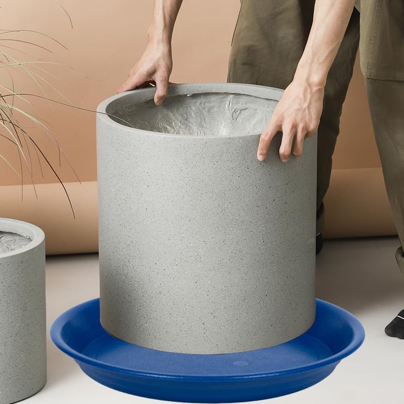 2 Pack Plant Saucer Drip Tray 13 14 inch, Large Plastic Flower Planter Saucers and Drip Trays for Indoors Outdoors, Heavy Durable Plant Plate Water Catcher (14", Blue)