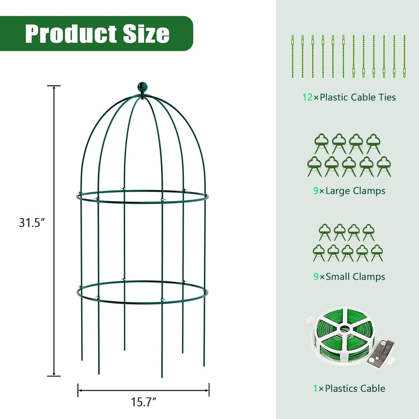 3 Pack Metal Plant Cage Support, 31.5" H Peony Support Tomato Cage Garden Obelisk Trellis Rose Trellis Support Tower Obelisk Garden Trellis for Clematis Vine Jasmine Support Outdoor Indoor