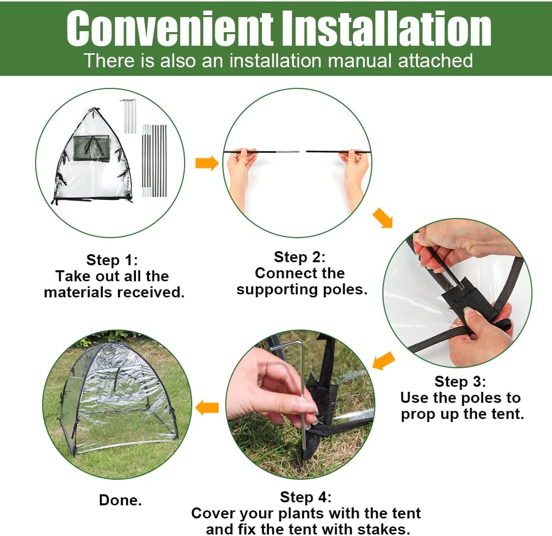 Plant Covers Freeze Protection, Clear Outdoor Garden Frost Cover, Plant Protectors from Animals, Garden cloches for Plants, Potted Fruit min Greenhouse(Transparent,2-Pack)