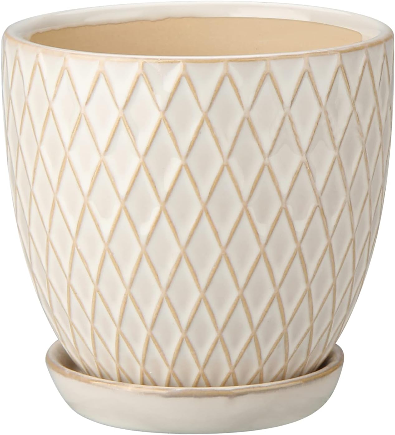 Oairse 4 inches Ceramic Planter Pots 3 Set of Small Round Flower Pots with Drainage Hole and Ceramic Tray for Succulents Cactus Indoor Outdoor Garden Home Windowsill