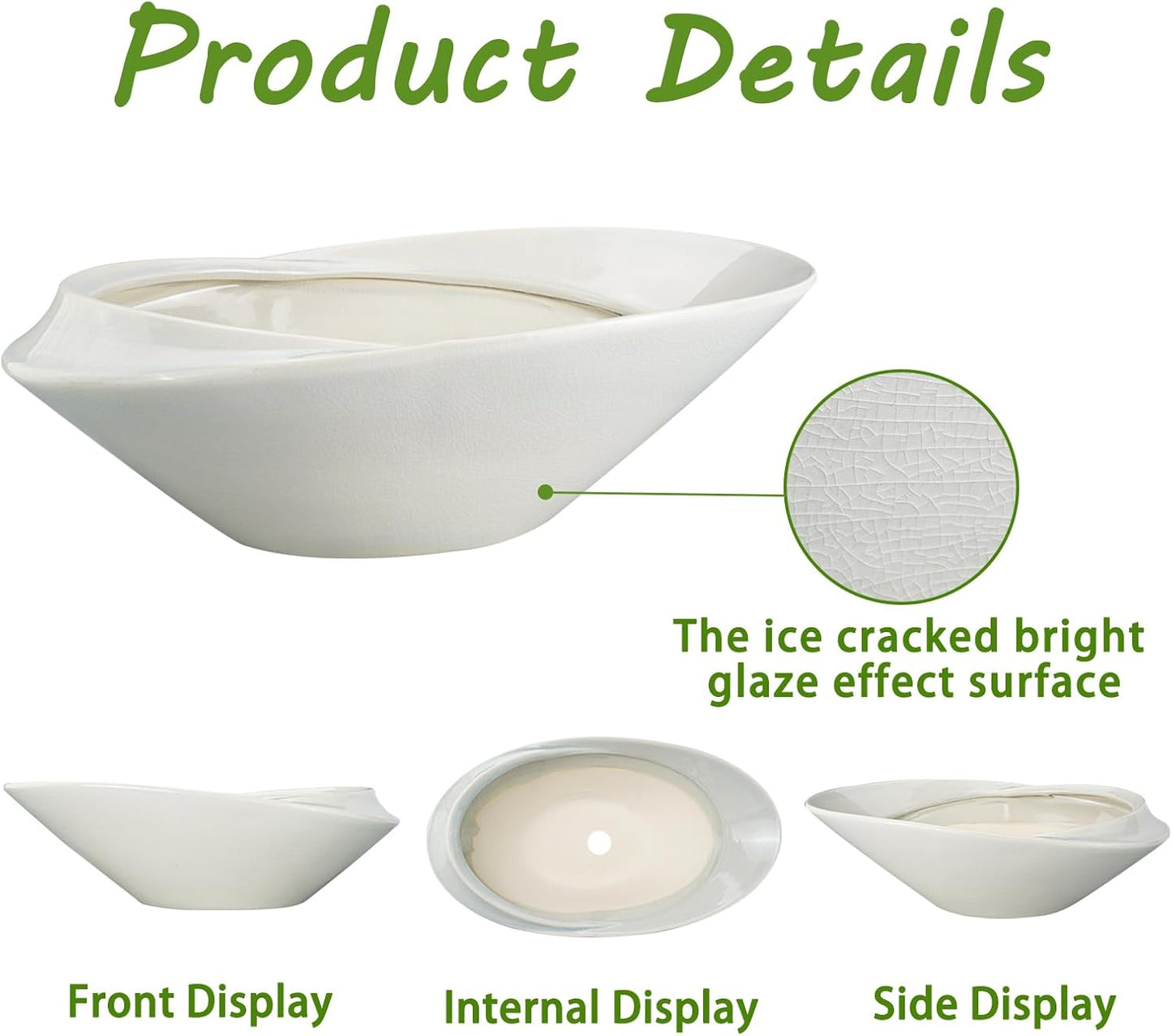 Bonsai Planter Pot - 12 Inch Ceramic Plant Pot for Indoor Plants Outdoor Decorative Flower Pot Succulent Planter with Drainage Hole Gray