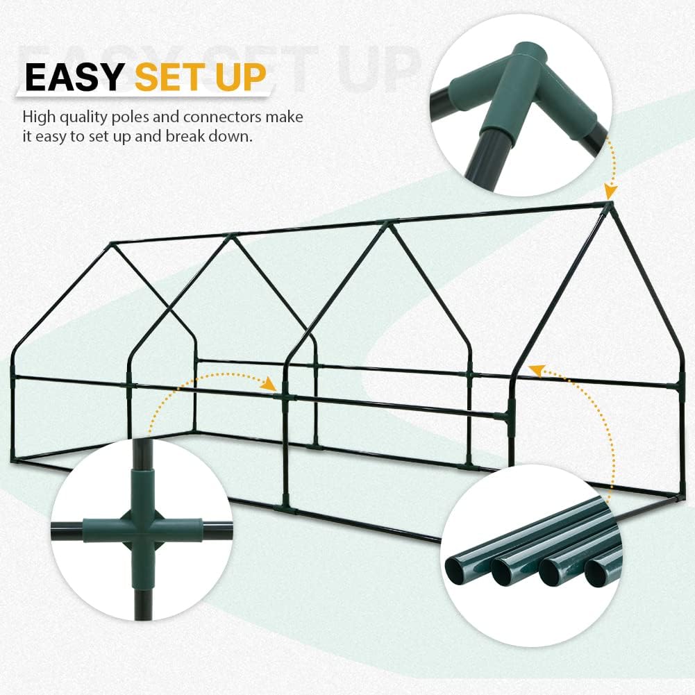 EAGLE PEAK Tunnel Greenhouse Garden Green House with Roll-Up Zipper Doors, Portable 96"x36"x36", Clear/Green PE Cover
