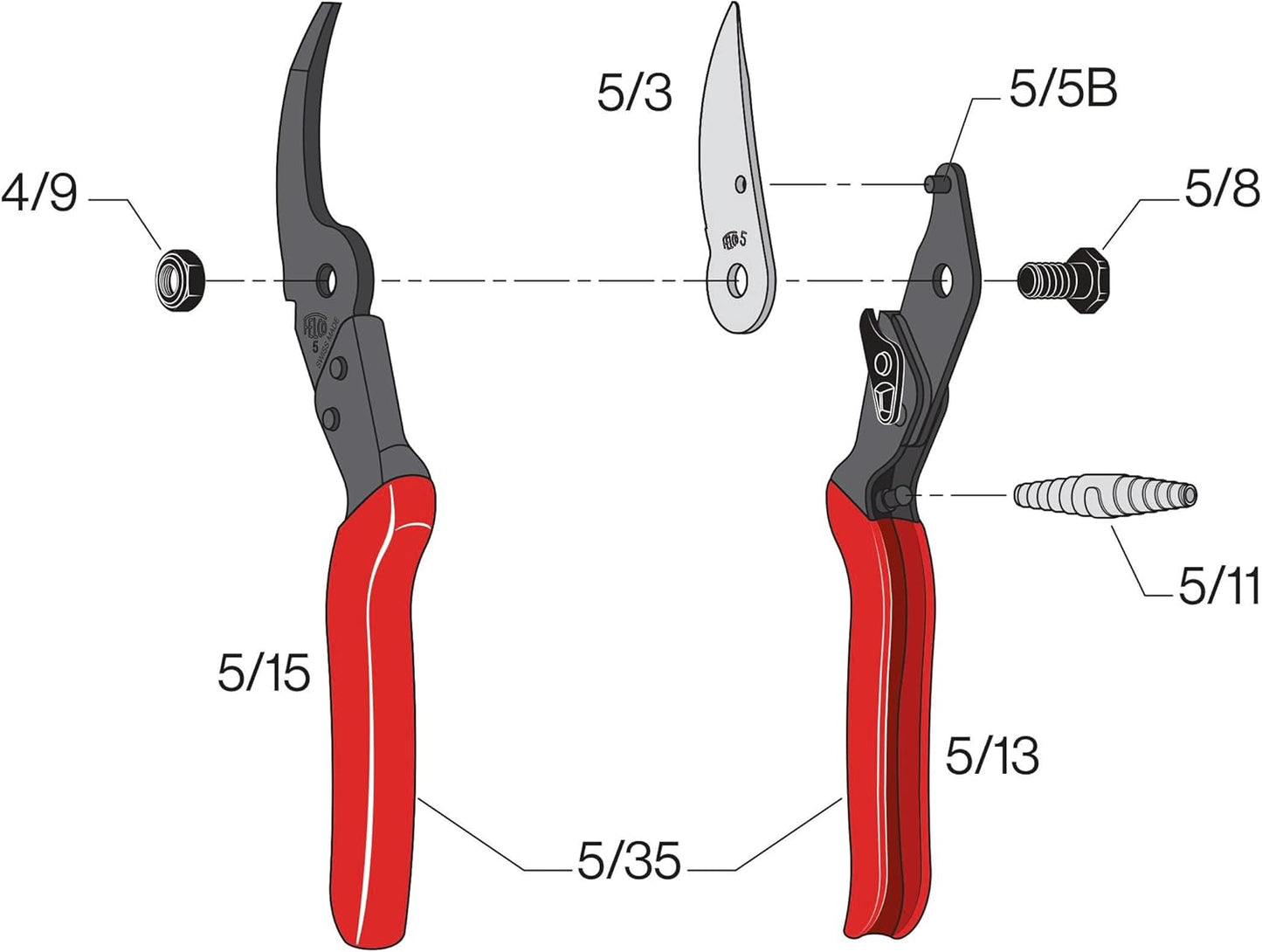 Felco F5 Pruning Shears – 8.9" Swiss-Made Garden Clippers with Revolving Handle | Hand Pruners for Gardening | Garden Tool Cutter with Precision Bypass Blade, Forged Aluminum Body, Replaceable Parts