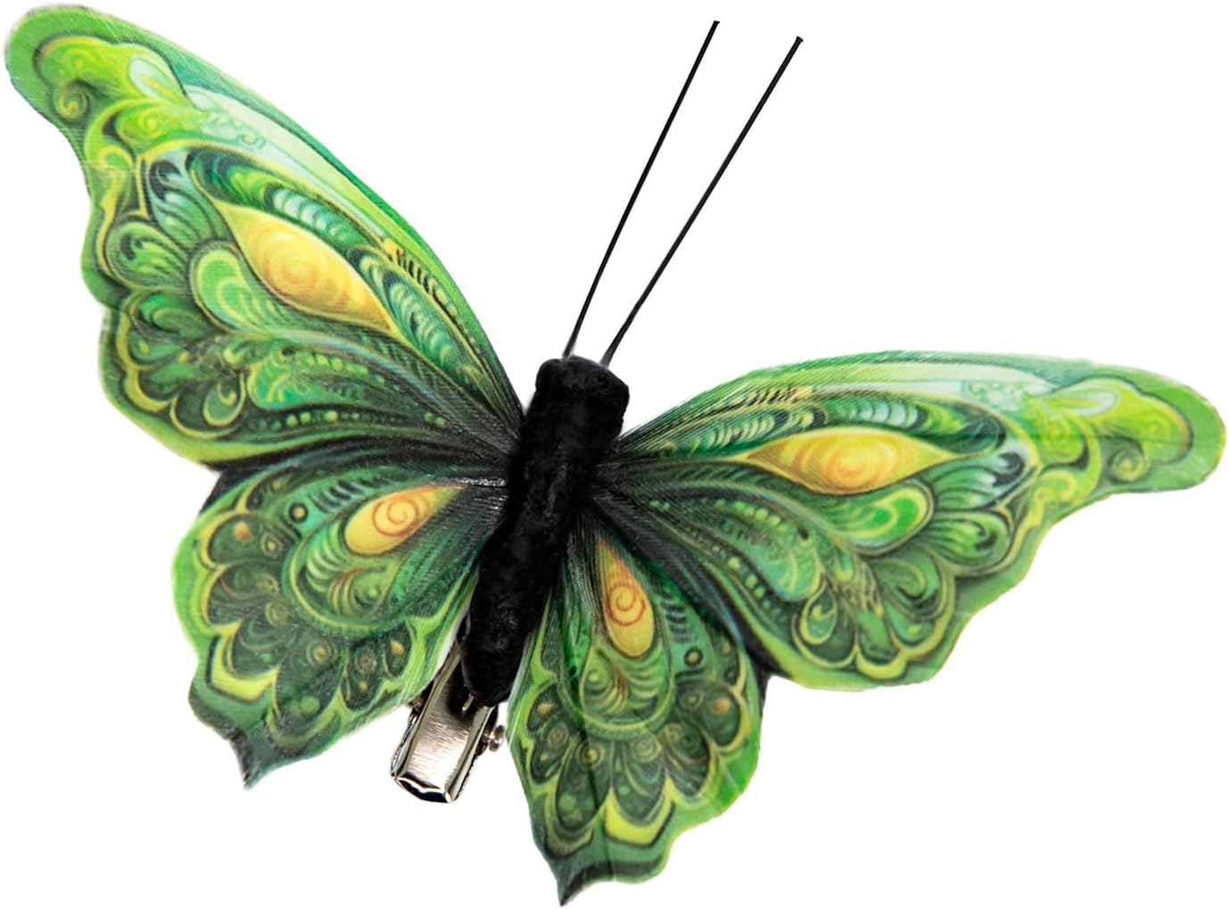 Cartanfill-Decorative 3D Butterfly Clips, Green Feather Design, Set of 12, Party and Christmas Tree Ornaments