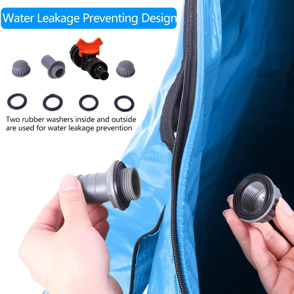 50 Gallon Collapsible Rain Barrel, Water Storage Tank, Portable Rainwater Collection System, Rain Catcher Barrel with Spigots and Overflow Kit, Rain Water Barrel Collector for Garden, Blue