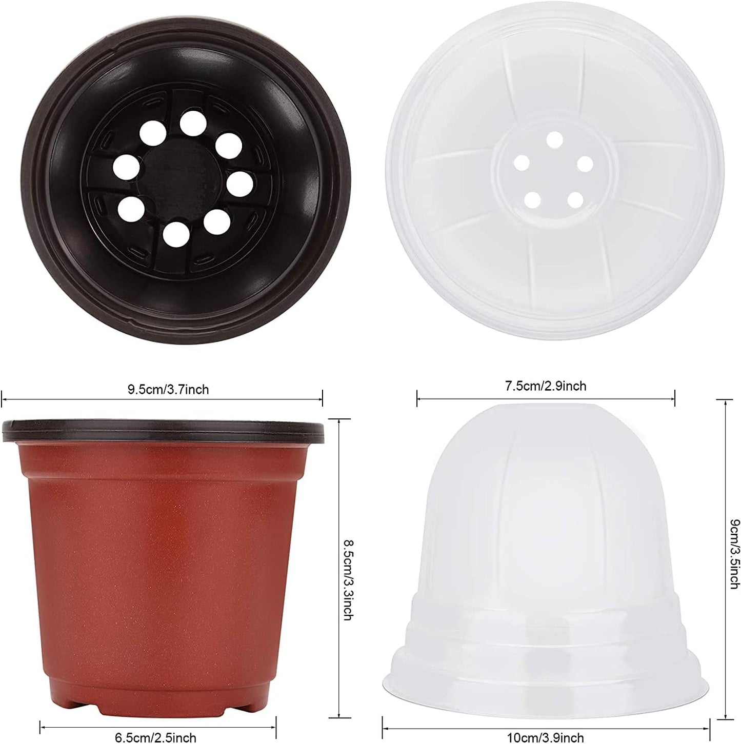 MIXC Plant Nursery Pots with Humidity Dome 4" Soft Transparent Plastic Gardening Pot Planting Containers Cups Planter Small Starter Seed Starting Trays for Seedling with 10pcs Plant Labels,30 Sets