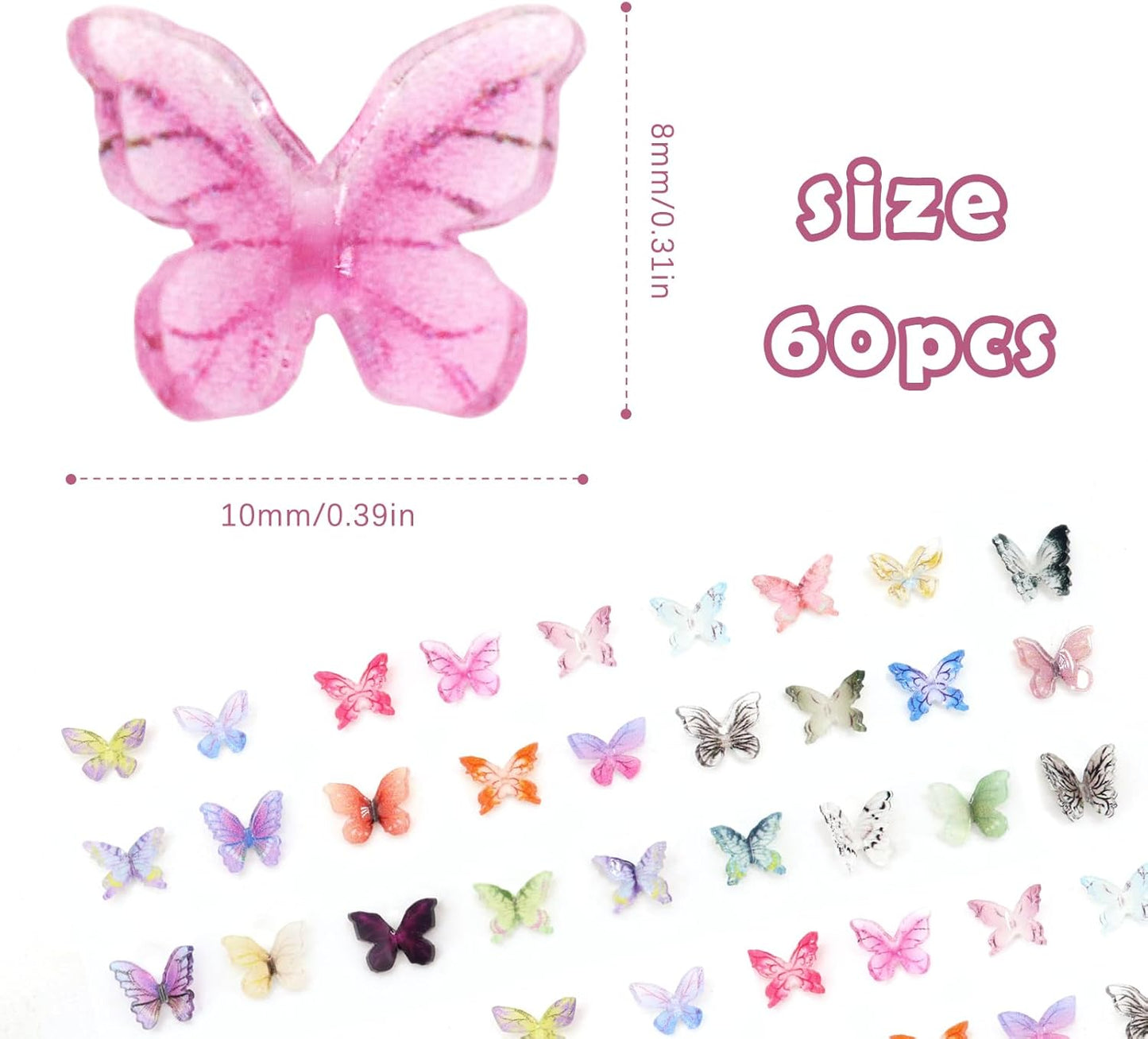60Pcs Mini Resin Butterflies, Miniature Dollhouse Accessories Tiny Butterflies for Crafts, Mini Resin Animals Figurines for DIY Fairy Garden Dollhouse Micro Landscaping Decoration