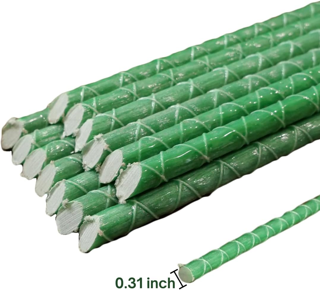 Fiberglass Eco Friendly Garden Stakes (Choose Height/Quantity) – Durable, Lightweight, Tomato, Tree, Strawberry, Plant, Support Fencing Stakes with Patterned Surface 5/16" Diameter (20, 5)