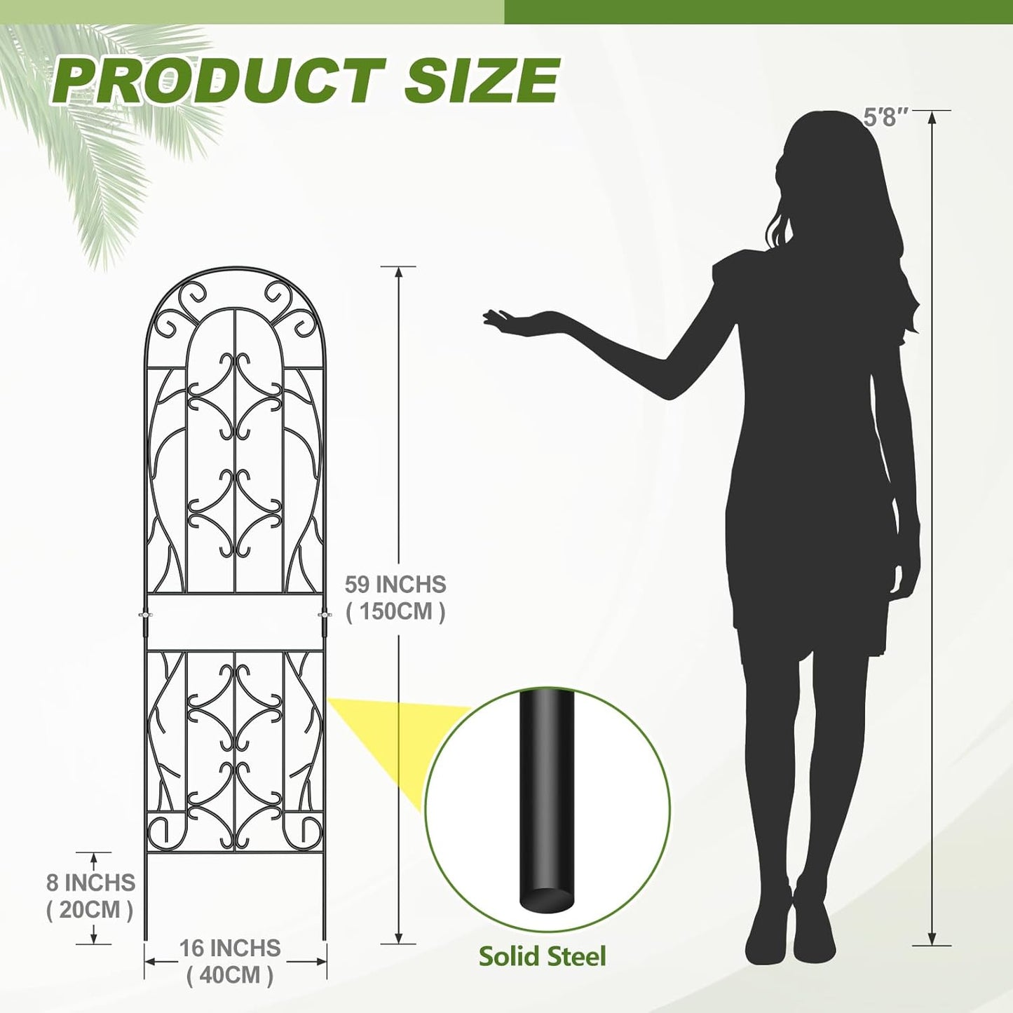 4 Pack 59x16in Metal Garden Trellis for Climbing Plants,Black Large Trellis for Climbing Plants Outdoor, Roses, Vegetables Vines Flowers Support, Large Decorative Outdoor Trellis