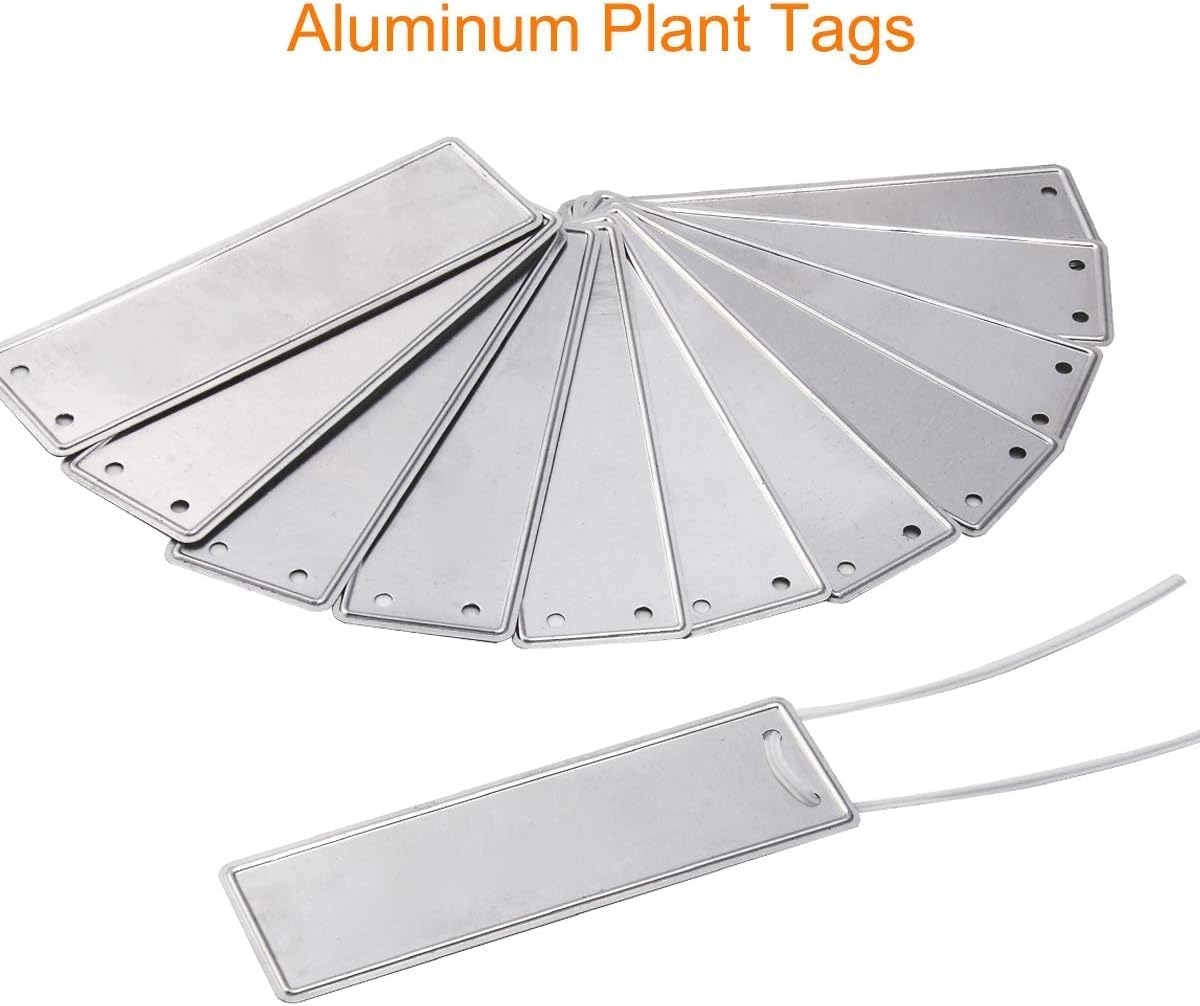 Aluminum Plant Labels - Double Sided Write On Metal Labels, Waterproof Outdoor Plant Markers for Plant Markers Outdoor Identification and Greenhouse