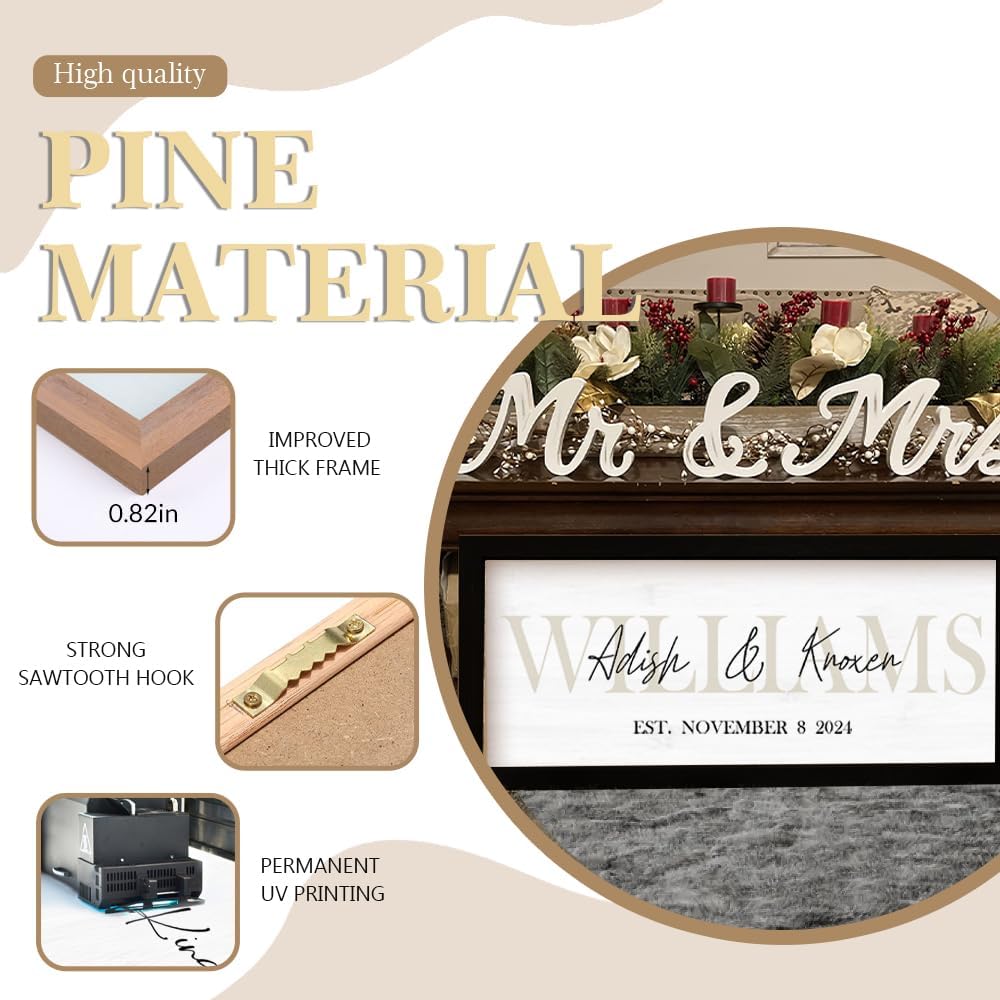 Wedding Gifts for Couples 2025, Custom Wood Sign for Bridal Shower Gift, Engagement Gift, Newlywed Gift, Personalized Last Name Sign with Established Date for Home