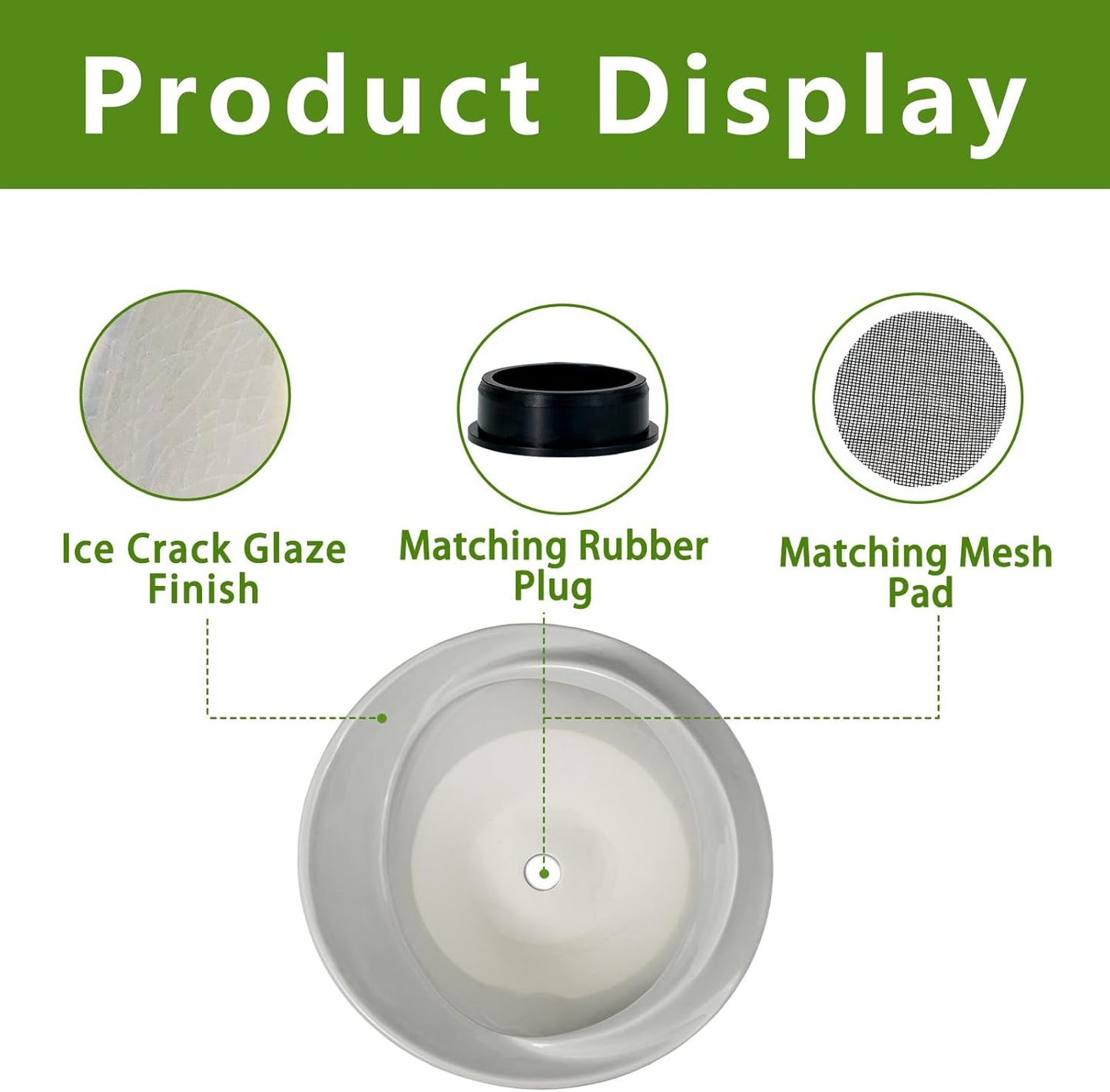 Bonsai Pots 13 Inch - Ceramic Succulent Pots with Drainage Hole Decorative Plant Pot Indoor Large Outdoor Planter Modern Flower Pot for Home Garden Office Room Decor Gray