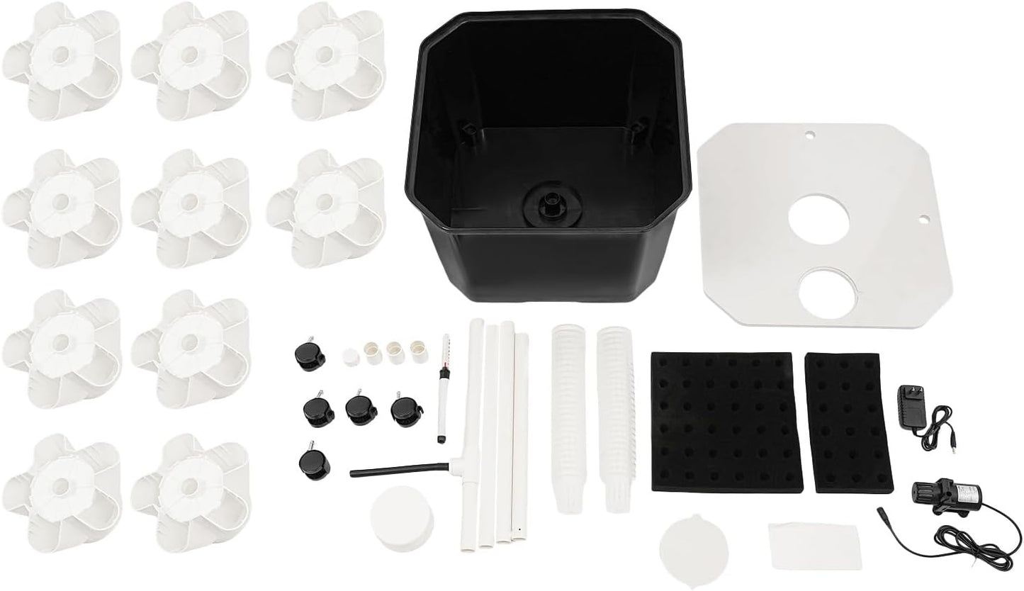 Eapmic Hydroponics Growing System Tower Garden, 10-Tier 50-Hole Vertical Planter with 45L Water Tank & Auto Watering, Indoor/Outdoor Hydroponic Garden Kit w/Wheels (White)