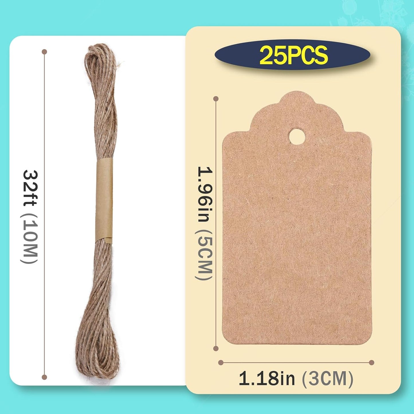 2Tier Herb Drying Rack Flower Drying with 25PCS Brown Gift Tags and 32ft Natural Jute Twine herb Dryer,Herb Drying Rack,Hanging Herb Dryer Rack, Ivory