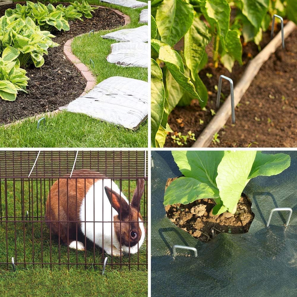 200 Pack 12" Garden Stakes Pins,Heavy Duty Garden Landscape Staples Stakes Pins Galvanized Landscape Fabric Staples Sod Ground Staple for Anchoring Weed Barrier Fabric