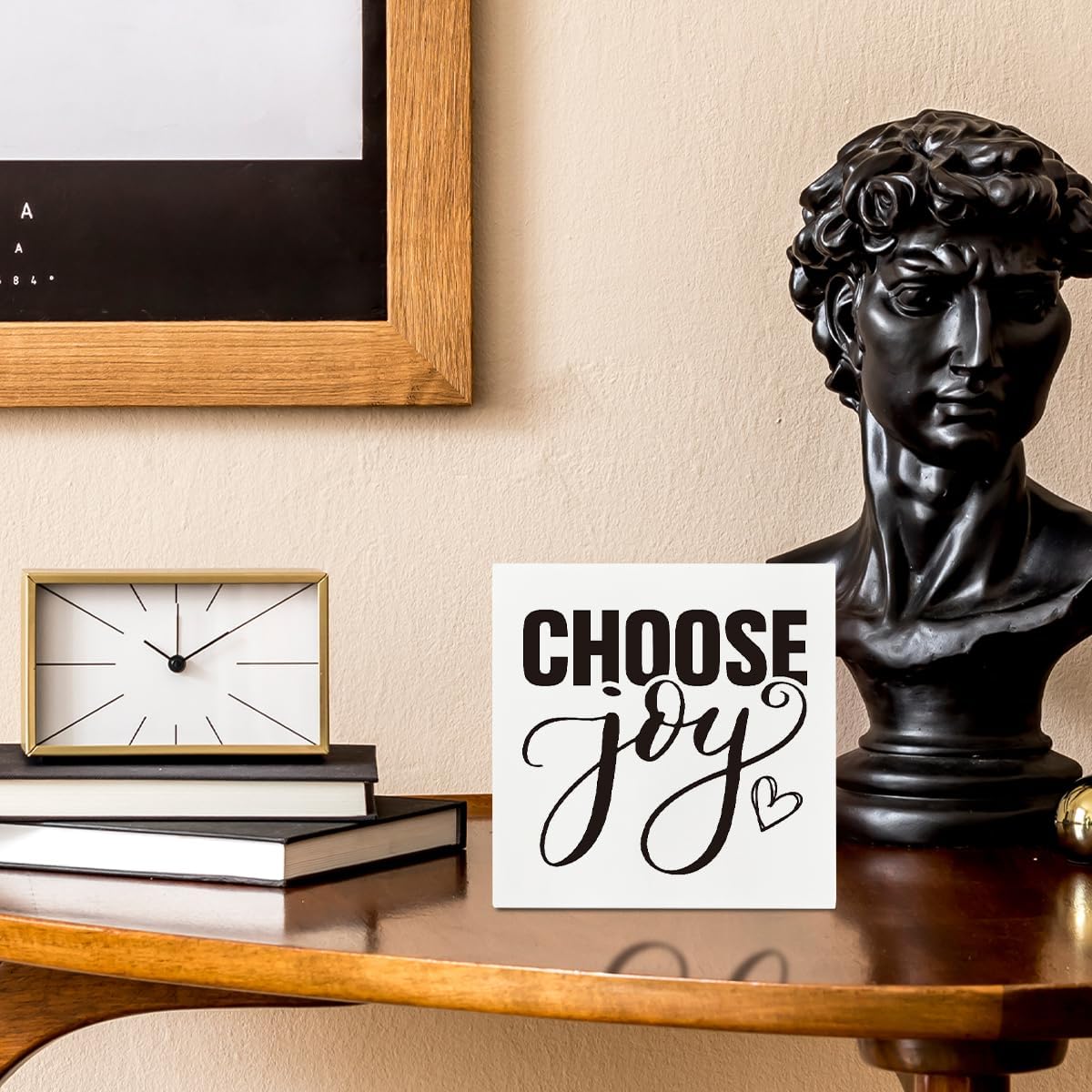 Inspirational Sign, Decorative Wooden Plaques, Rustic Farmhouse Home Decor, Shelf Decoration, Box Signs Decor Tabletop, Office Desk Decoration, Choose Joy Sign 5×5×1.2inches