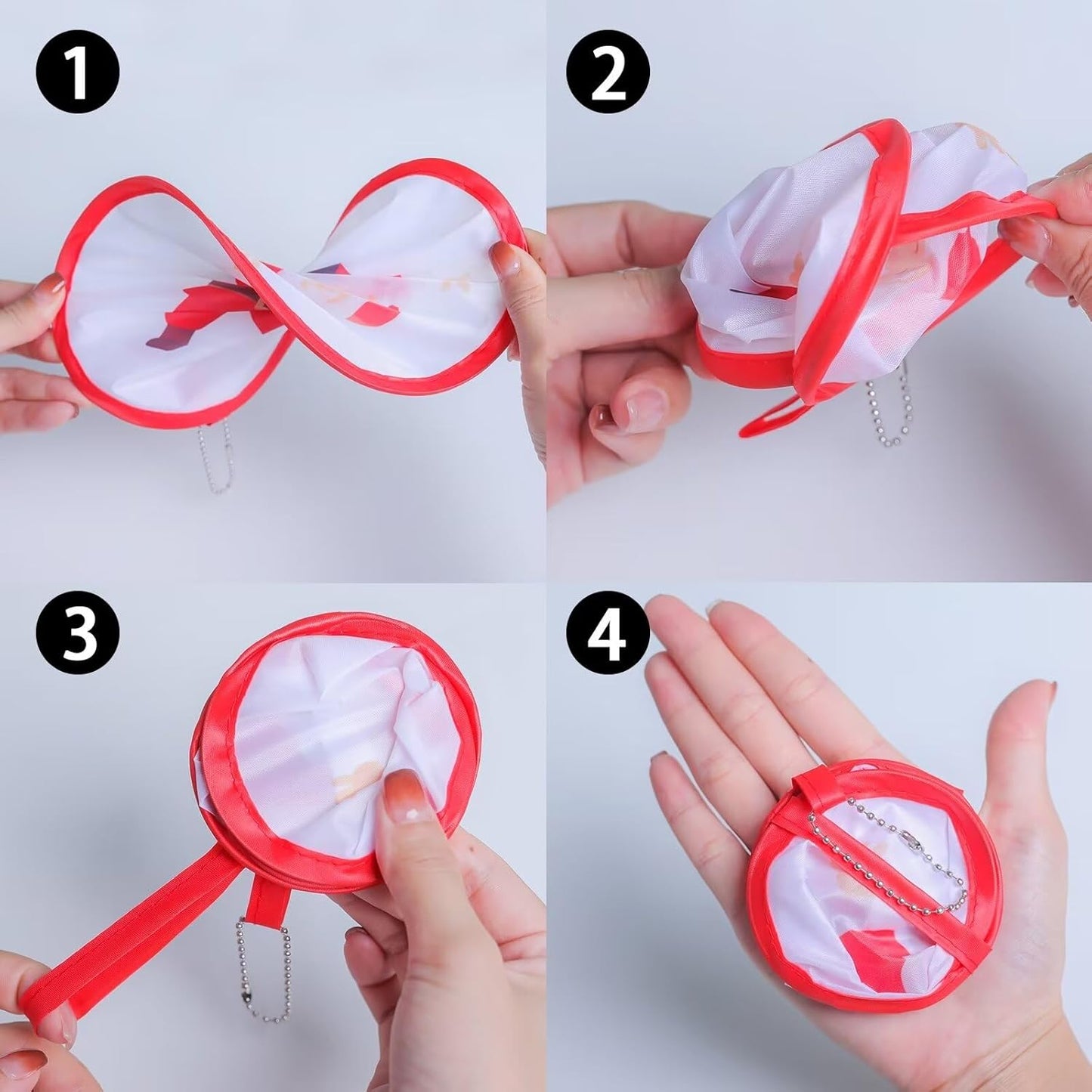 4 Pack Retro Hippie Hand Fan Foldable Multi-Role Round Fans for Travel, Events, Graduation, Indoor & Outdoor (Joyful)