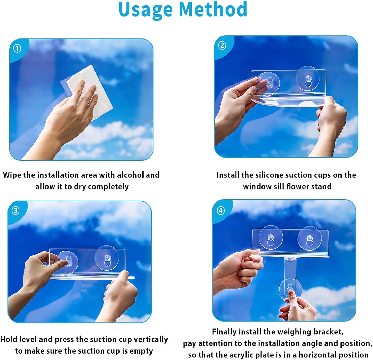 2-Pack Acrylic Window Plant Shelves with Suction Cups & Support Brackets - Semicircular Window Sill Extender for Herb Pots, Succulents, Flower Boxes, Micro Greens | Indoor/Outdoor Use