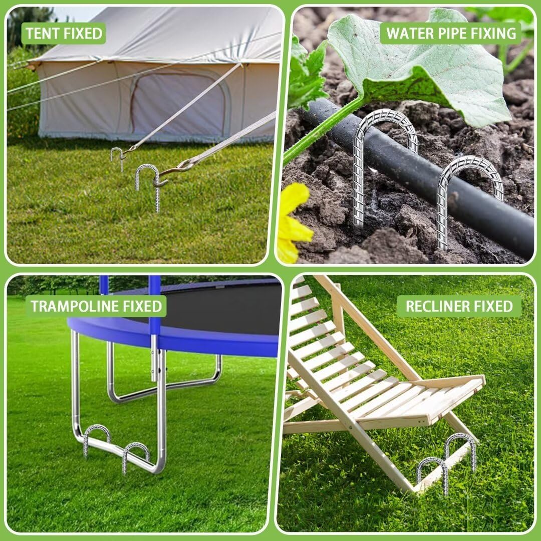 Ground-Stakes-Heavy-Duty-12-Inch, J Hook Rebar Stakes Galvanized Anti-Rust 10pcs Metal Stakes for Ground Heavy Duty Ground Anchors for Garden Dog Fence Chicken Coop Deer Fence