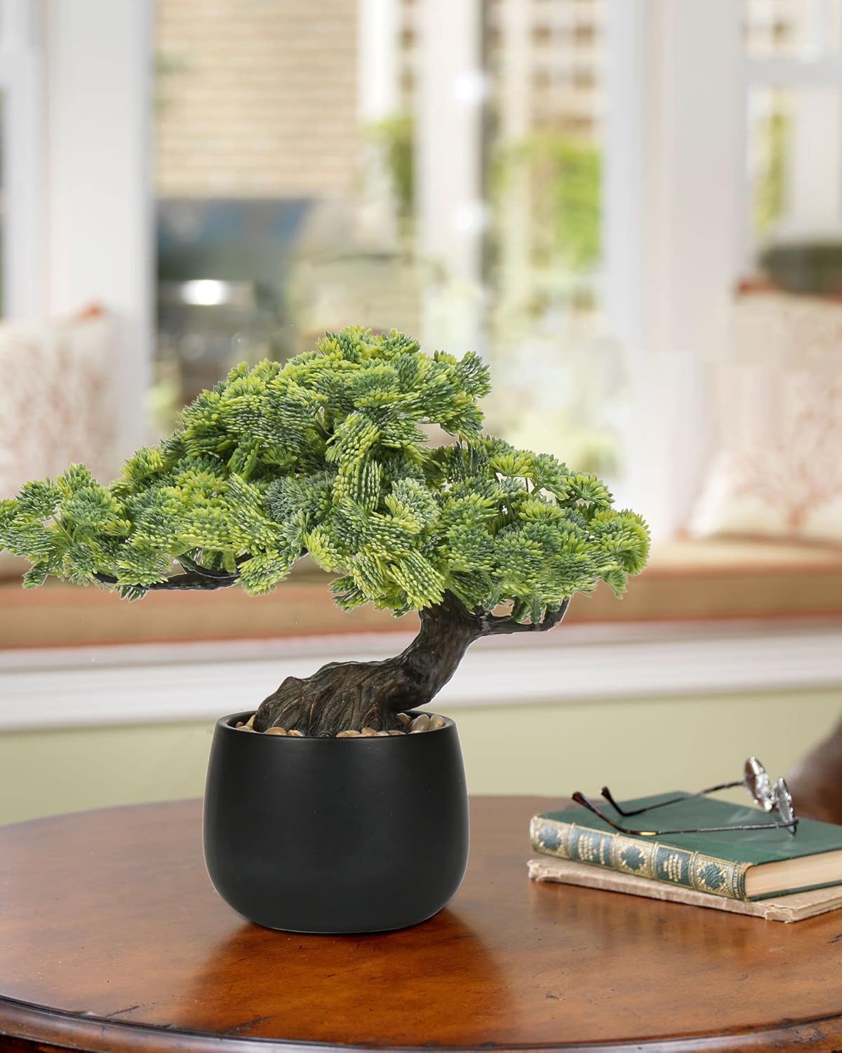 Artificial Bonsai Tree Juniper Faux Plants Indoor Fake Plants Decor with Black Ceramic Pots for Home Table Office Desk Bathroom Shelf Bedroom Living Room Farmhouse Decorations