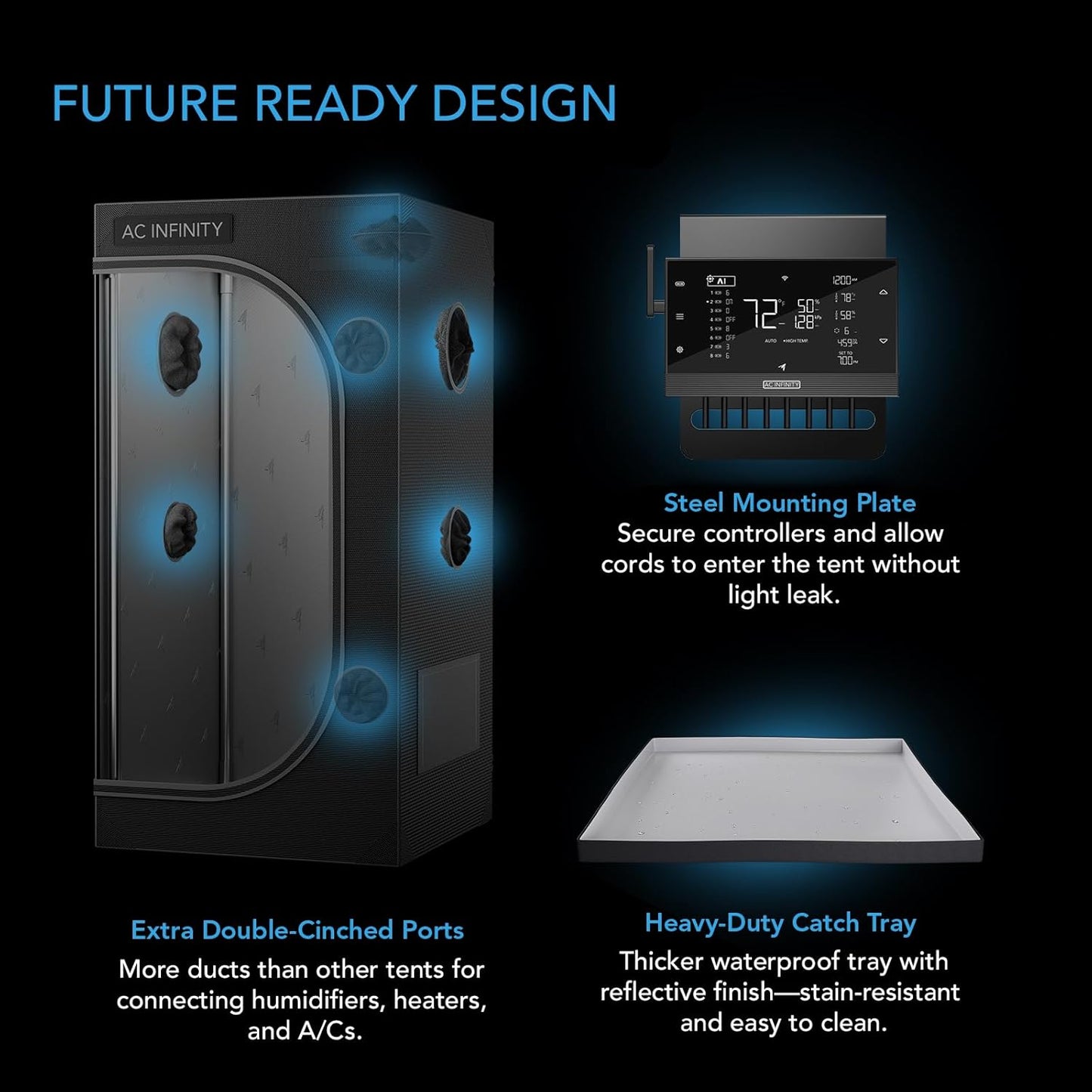 AC Infinity CLOUDLAB 722, Advance Grow Tent 2x2, Thickest 1" Poles, 2000D Mylar Canvas, Lab-Tested Highest Reflectivity, Largest Zipper Window, Controller Mount Plate, 24" x 24" x 72" Indoor Growing