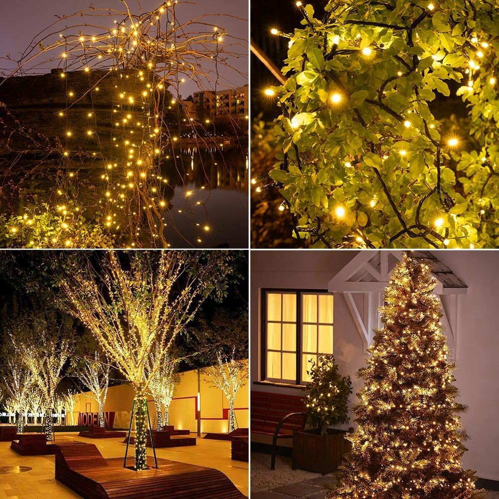 Solar String Lights for Outside High Bright Outdoor Waterproof Solar Powered String Lights with Remote for Tree Garden Backyard Patio Porch (Warm White, 66FT 200 LED)