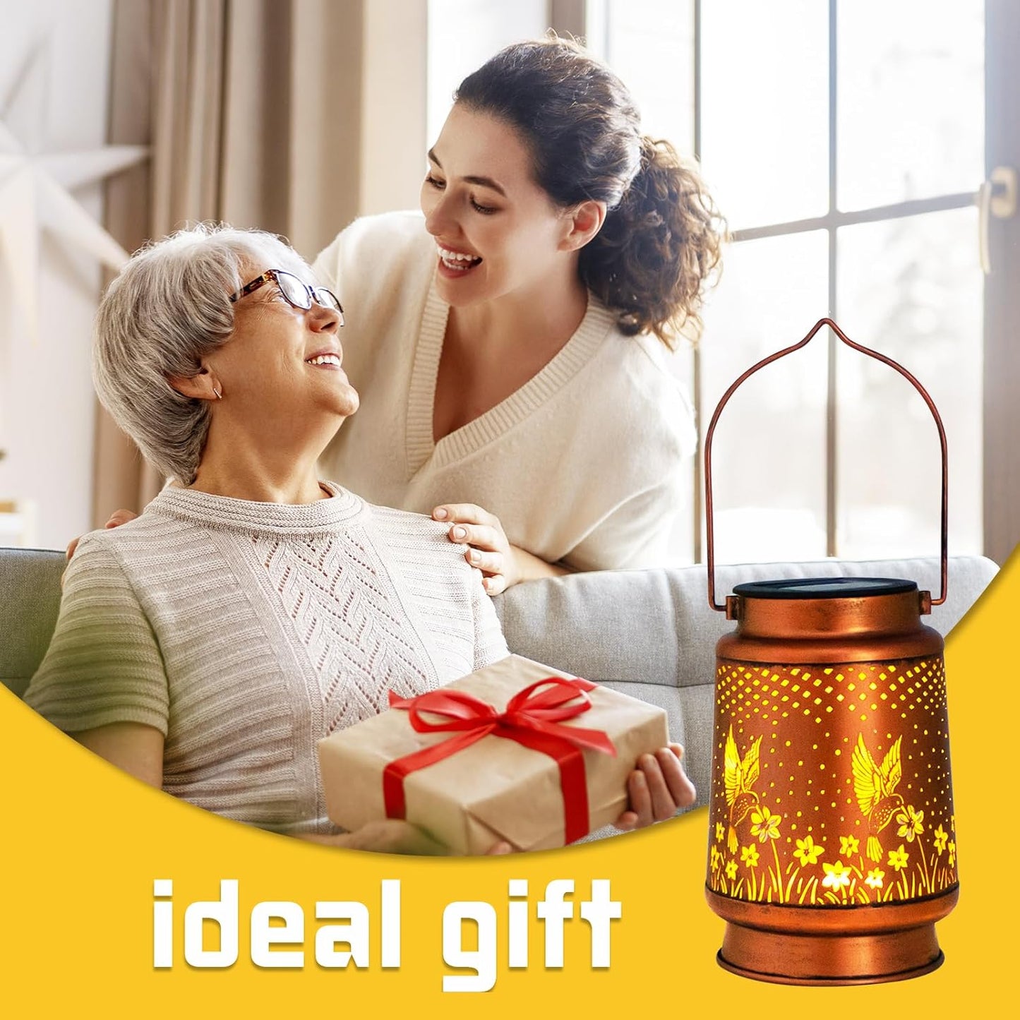 4 Pack Hummingbird Birthday Gifts for Women Mom Grandma Solar Lanterns Outdoor Waterproof Garden Decor Metal Hanging LED Decorative Light for Patio Yard Lawn Backyard Front Porch Gardening Gifts