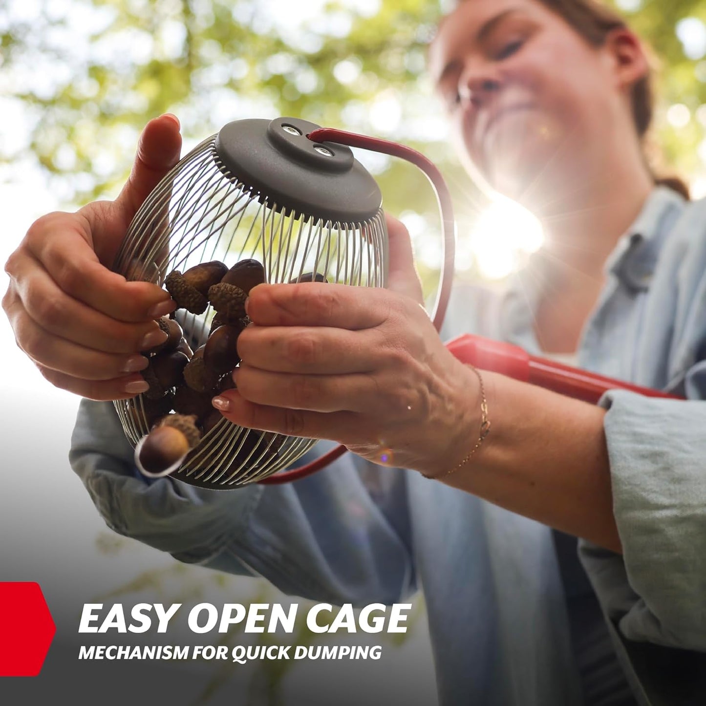 GARDEN WEASEL Small Nut Gatherer Roller – Nut Collector Tool for Acorns, Buckeyes, and Small Debris – Yard Picker Upper with Durable Steel Cage and Ergonomic Handle - Newest Model