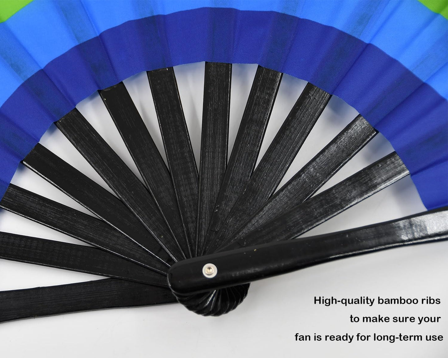 Large Rave Fan Folding Hand Fan Popping Fan for Line Dancing, Big Foldable Clacking Fans Clap Fans for Boots On The Ground Dance Festival, Dancing, Performance (Rainbow)