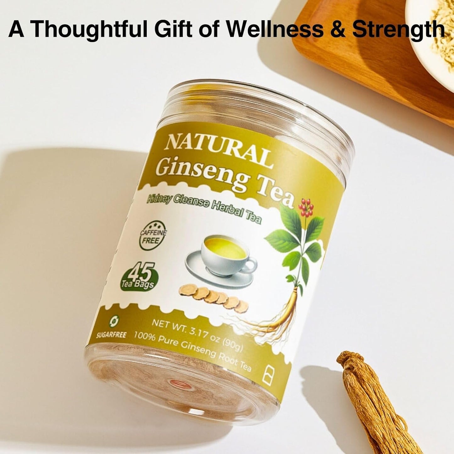 Ginseng Tea Bags – 45 Count | Natural Kidney Cleanse Detox & Repair Tea for Men & Women | Herbal Ginseng Root Tea for Kidney Health Support | Caffeine-Free