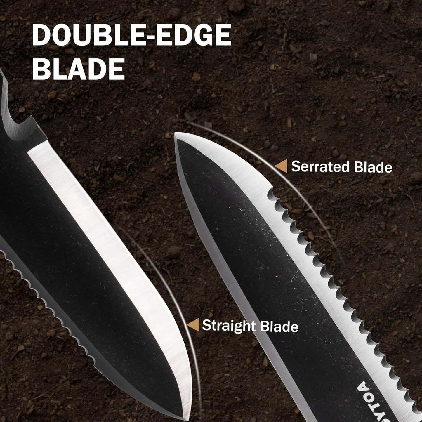 Hori Hori Garden Knife, Garden Tools with Sheath for Weeding,Planting,Digging, 7" Stainless Steel Blade with Cutting Edge, Full-Tang Rosewood Handle with Hanging Hole