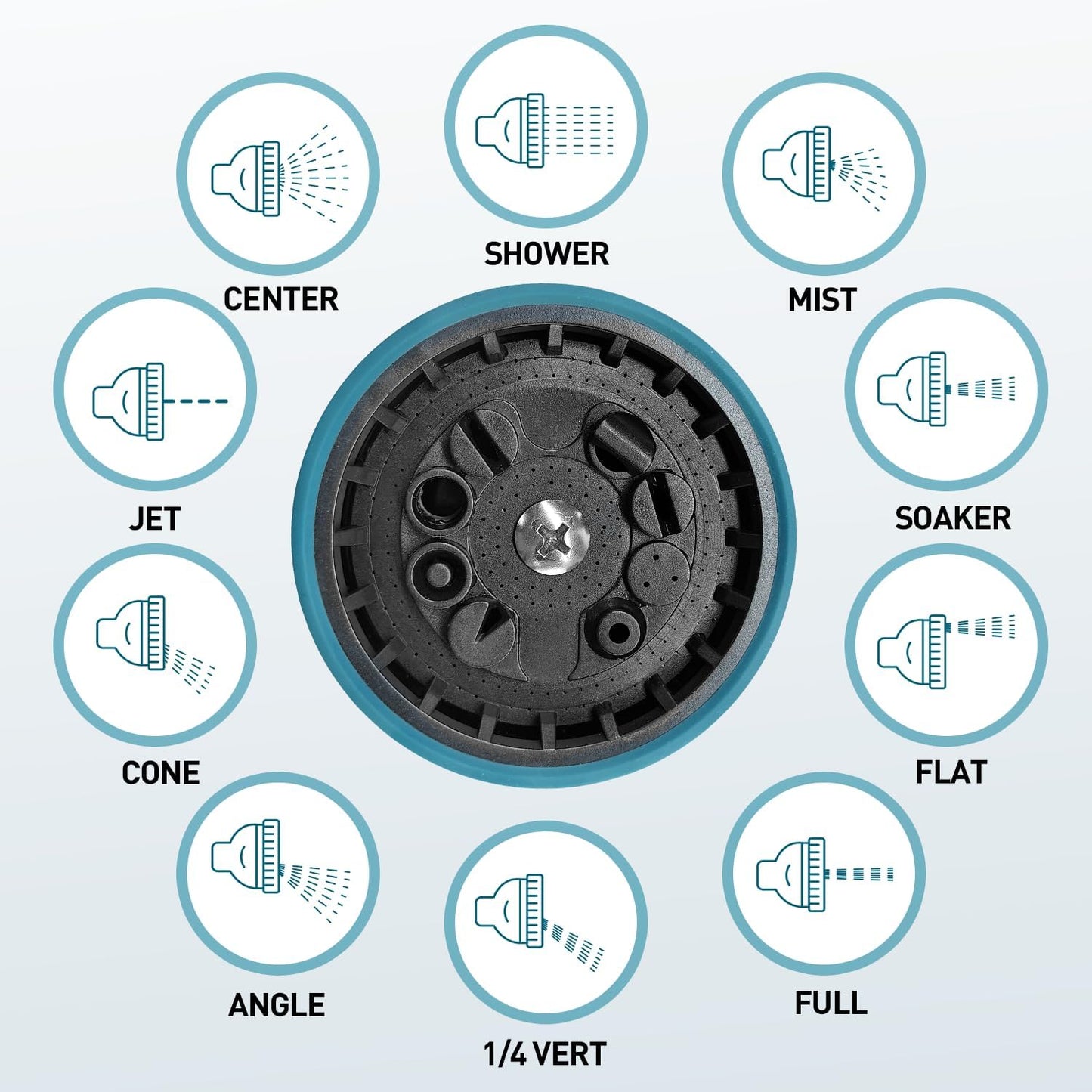 Garden Hose Nozzle, Hose Sprayer Nozzle with 10 Spray Patterns, Thumb Control On Off Valve, High Pressure Metal Water Hose Nozzle for Car Wash, Plants, Pets & Outdoor Cleaning, Blue