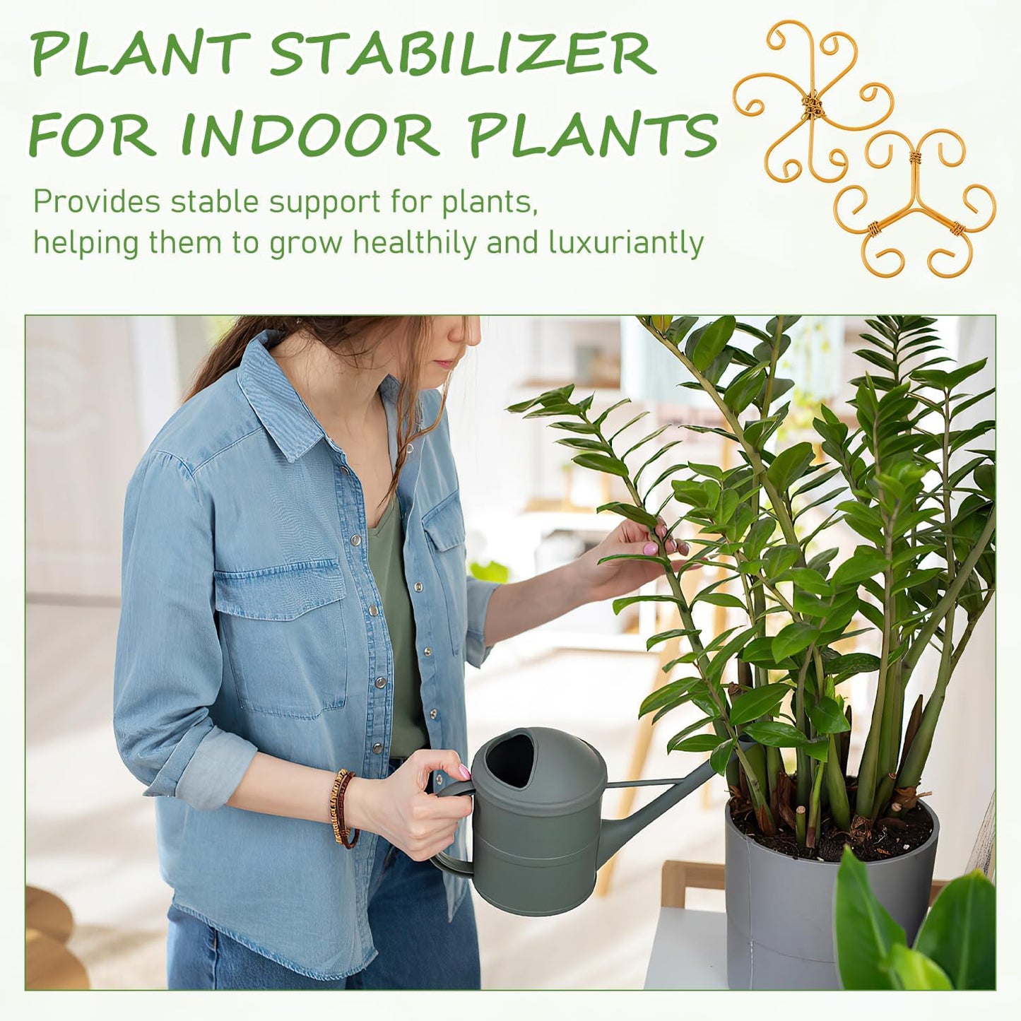 4-Pack Plant Stem Support, Plant Stabilizer for Indoor Plants, Monstera Plant Support System, Plant Stem Holder for Fixing Green Plants and Vines (A+B)