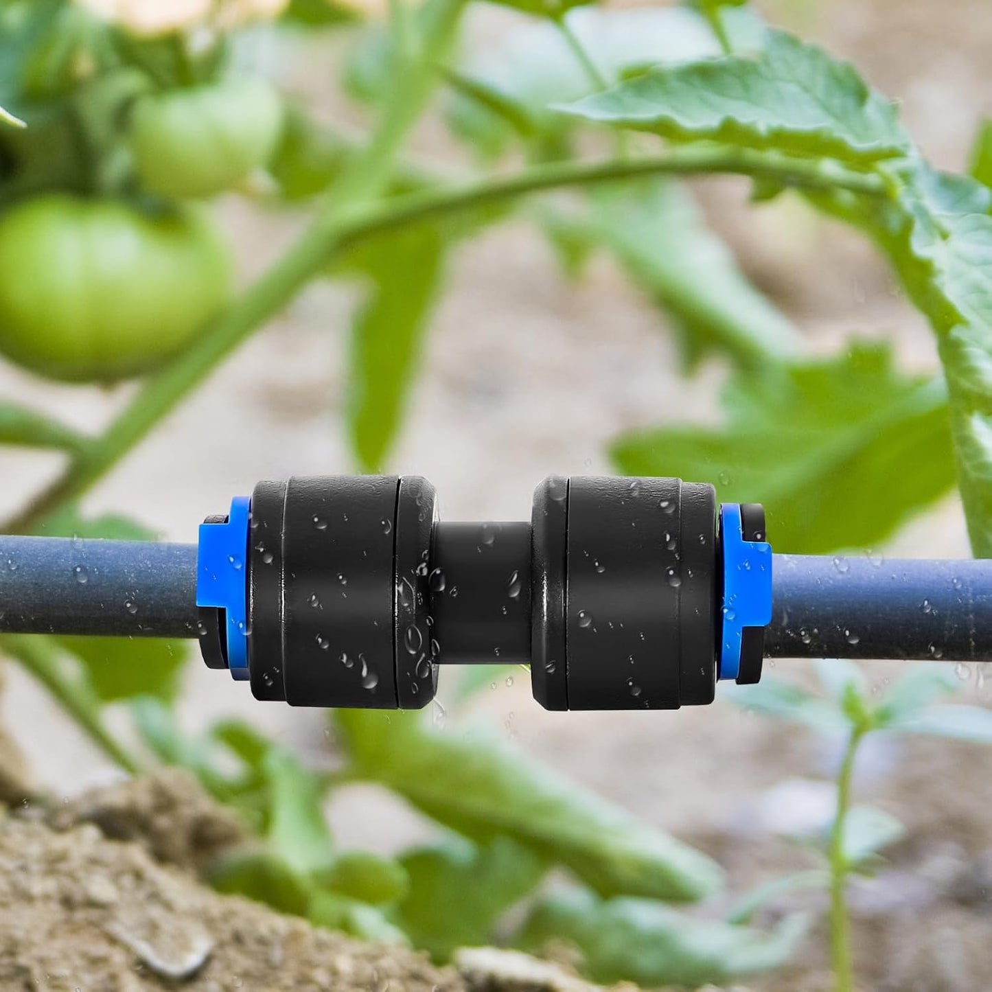 40 Pack 1/4" Drip Universal Straights Fitting Connectors, Quick Connect Universal Drip Irrigation Tubing Coupling Valve, Connector Locking Fitting for Sprinkler or Drip Irrigation System