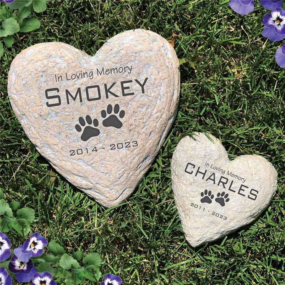 GiftsForYouNow Engraved in Loving Memory Pet Memorial Garden Stone, 8.5 Inch Heart-Shaped, Durable, Waterproof, Temporary Grave Marker, Dog Tombstone