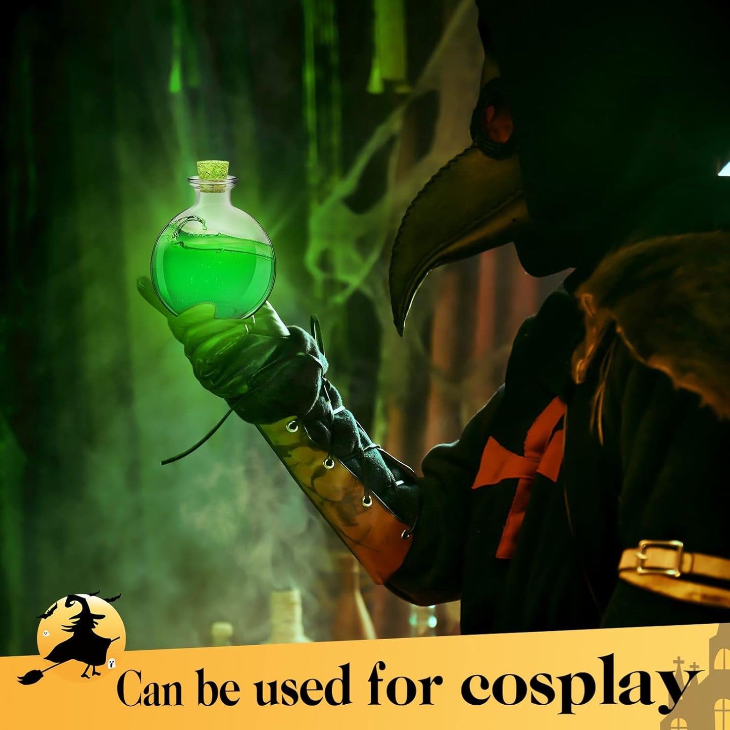 Tessco for you 12 Pcs Potion Bottles Round Glass Clear Potion Jars 8.5 oz Spherical Decorative Witch Bottles Wizard Stuff for Liquor Halloween Decoration DIY Art Crafts Gift (Classic)