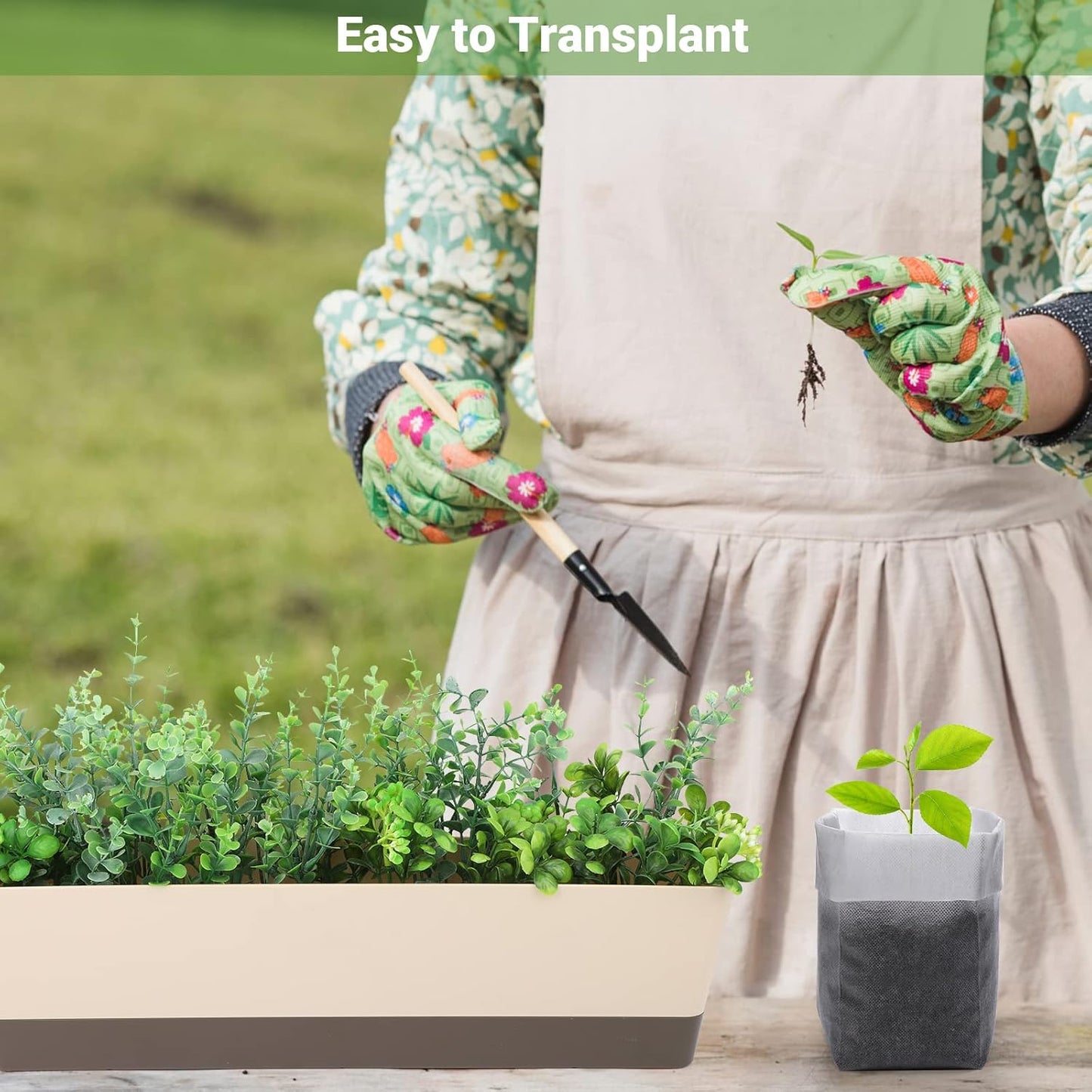 GREANER 100PCS Seedling Nursery Bags, 7.8x13.7 inches Biodegradable Non-Woven Fabric Plant Grow Bags, Seeding Starter Container Pouch for Vegetables, Flowers, Fruits, Trees, Indoors and Outdoors Use