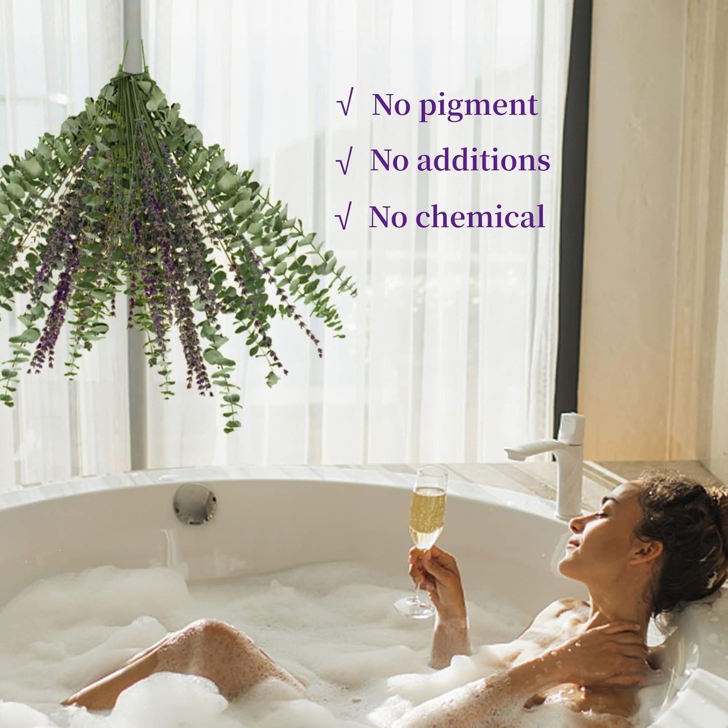Glicrili 68 PCS Dried Eucalyptus Stems & Lavender Flowers Bundle for Shower,17'' Natural Real Live Eucalyptus Leaves & Aromatic Lavender Shower Plant, Mother's Day, Home Decoration,Fragrance