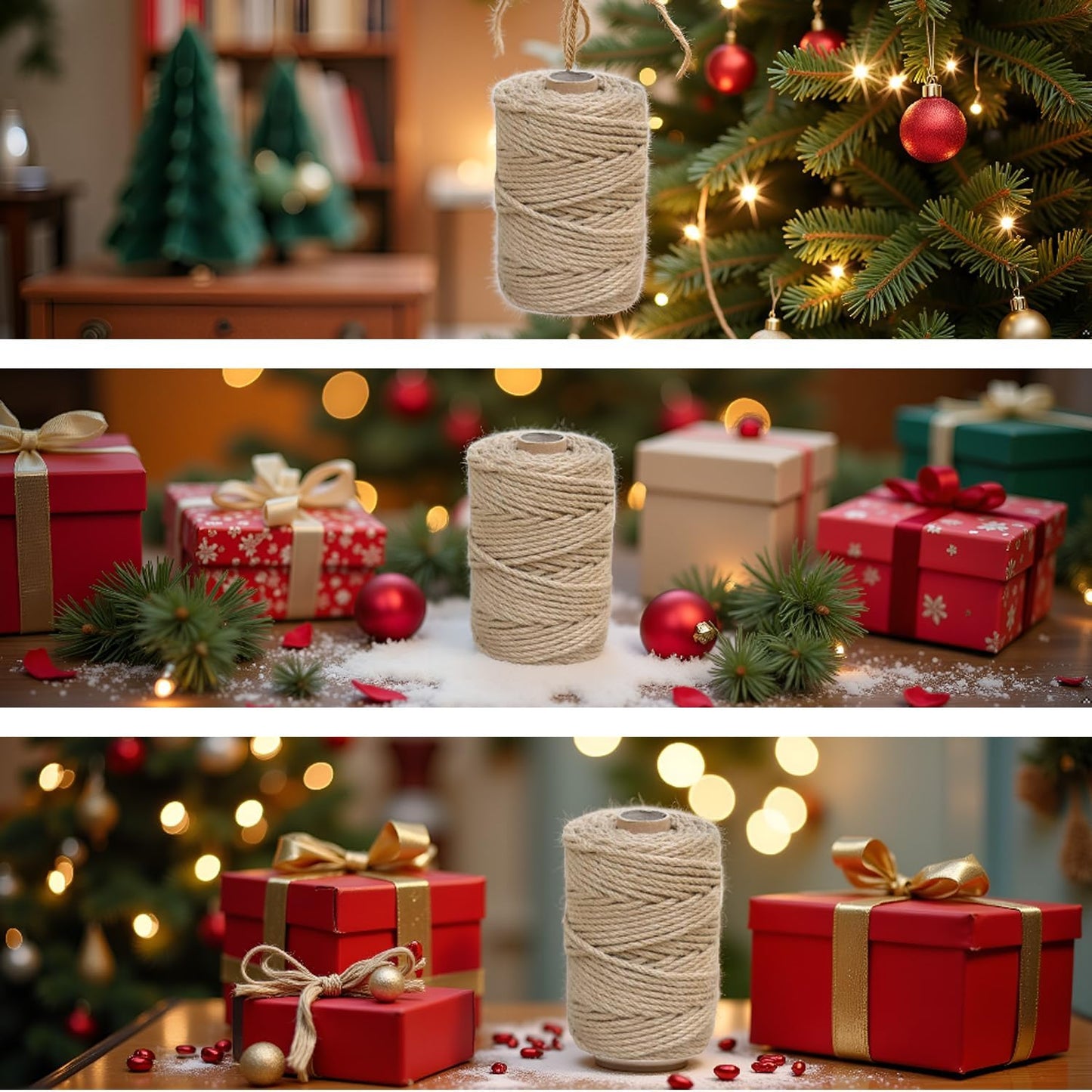 1/5 in (5 mm) X 328 FT (100 Meters) Jute Twine Rope String for Home Decorating, Cat Scratcher Post Tree, DIY Arts Crafts, Garden, Binding, Packing Material